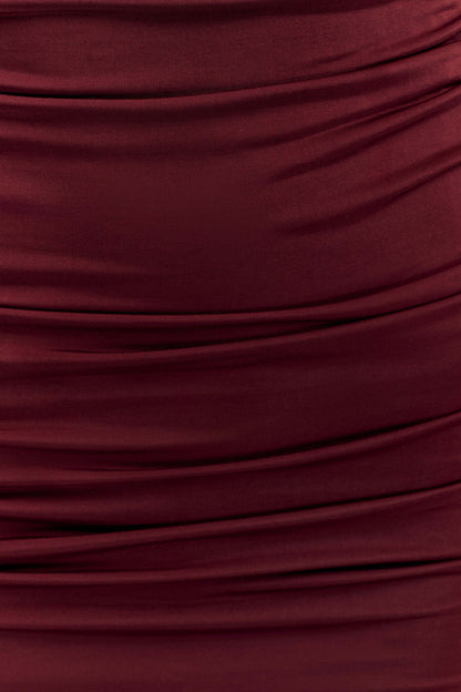 Robe mini à manches longues et décolleté plongeant Hayden - Bourgogne