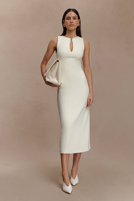 Robe midi en crêpe sans manches Norah - Ivoire