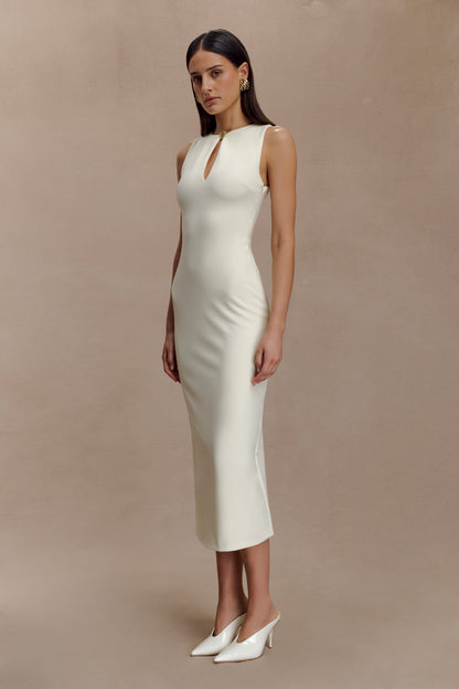Robe midi en crêpe sans manches Norah - Ivoire