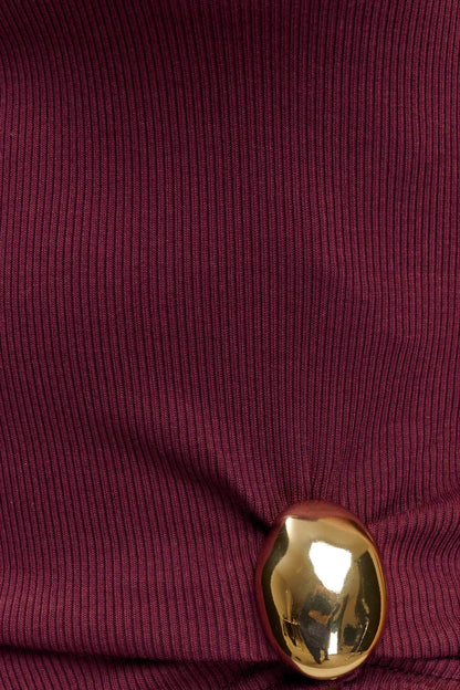 Top sans manches côtelé Lola avec accessoires - Bourgogne