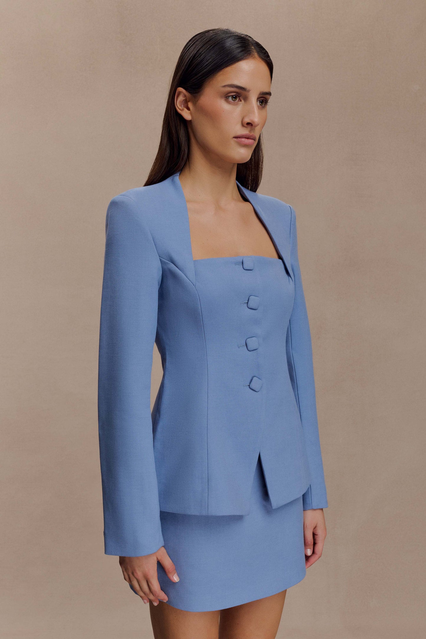 Jupe mini Gina en tailleur - Bleu océan