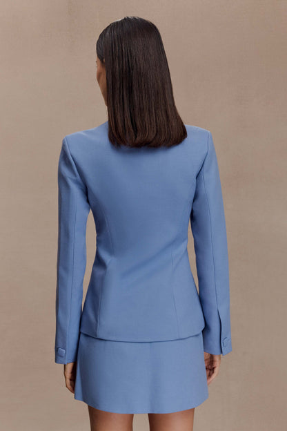 Jupe mini Gina en tailleur - Bleu océan
