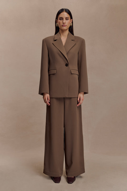 Pantalon tailleur à jambes larges Arlo - Brun cacao