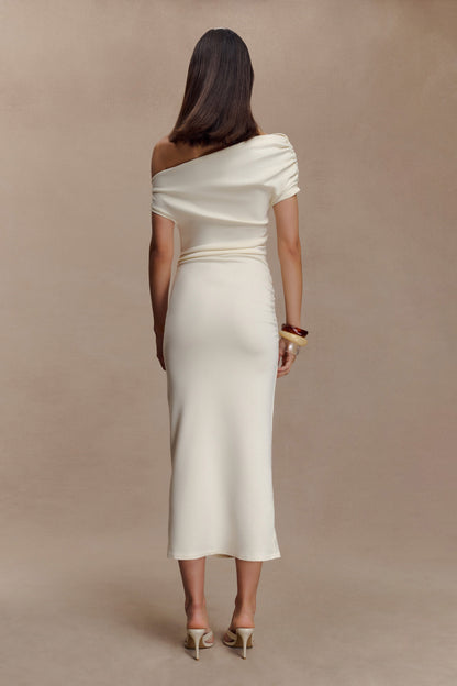 Robe midi en jersey scuba Kendra avec accessoires - Ivoire