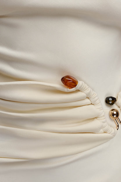 Robe midi en jersey scuba Kendra avec accessoires - Ivoire