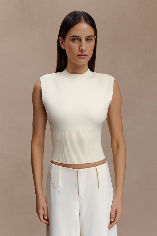 Top en tricot sans manches Sharpay - Ivoire