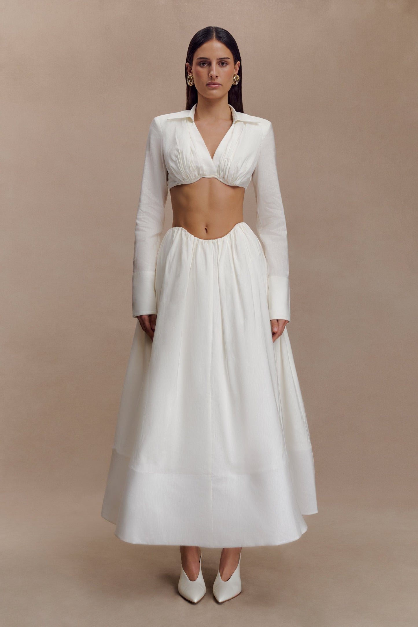 Jupe Maxi Greta à Plis - Blanche