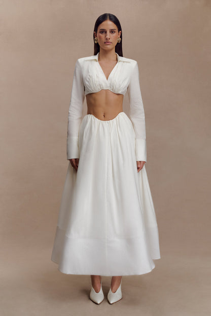 Jupe Maxi Greta à Plis - Blanche