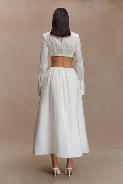 Jupe Maxi Greta à Plis - Blanche