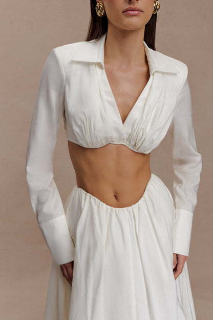Jupe Maxi Greta à Plis - Blanche