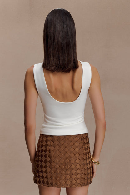 Top en crêpe de scuba Kyra à dos ouvert - Blanc