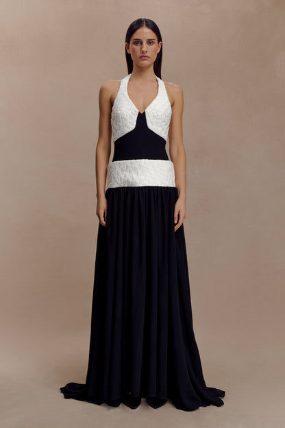 Robe Maxi en Chiffon Celine - Noir/Blanc