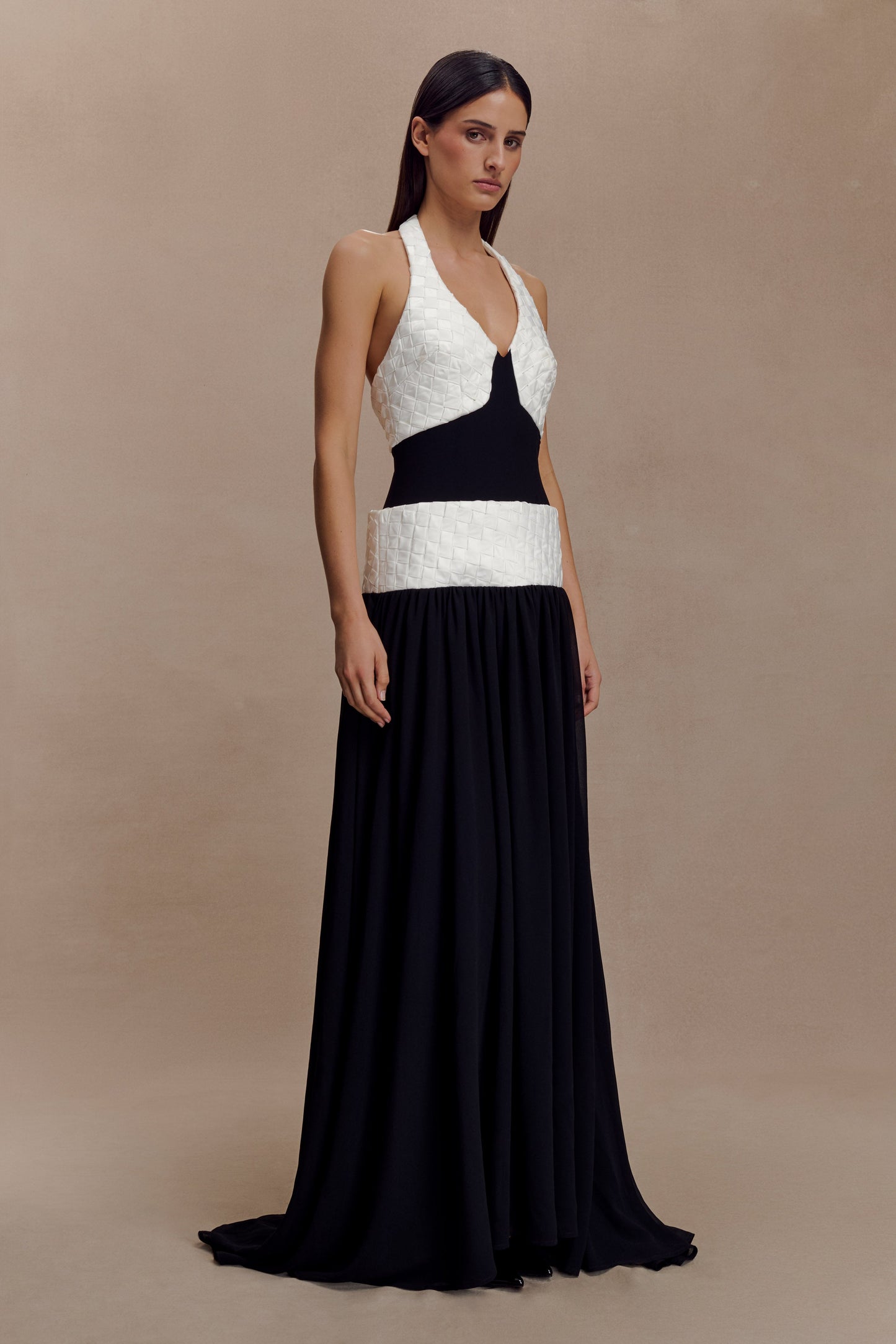 Robe Maxi en Chiffon Celine - Noir/Blanc