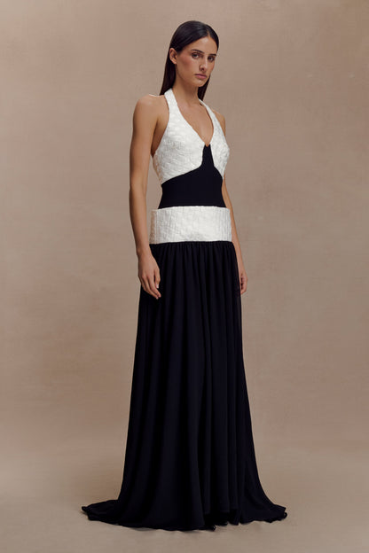 Robe Maxi en Chiffon Celine - Noir/Blanc