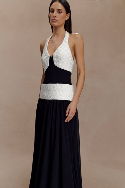Robe Maxi en Chiffon Celine - Noir/Blanc