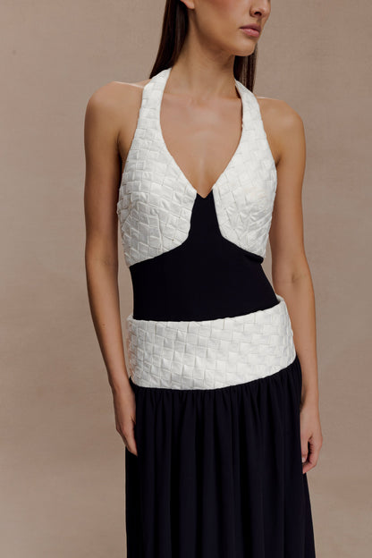 Robe Maxi en Chiffon Celine - Noir/Blanc