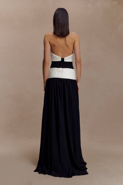 Robe Maxi en Chiffon Celine - Noir/Blanc