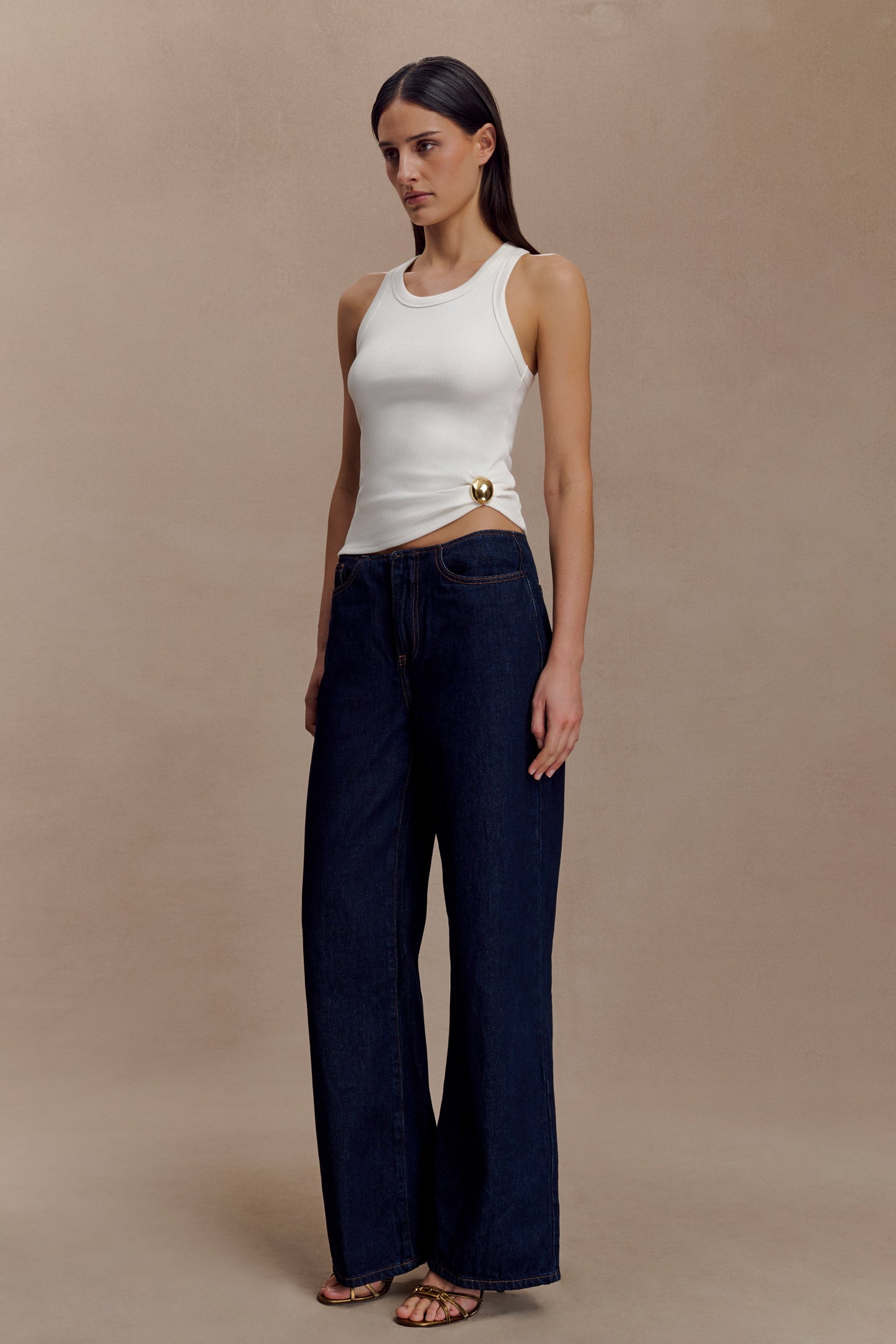 Haut sans manches à côtes Lola avec accessoires - Blanc