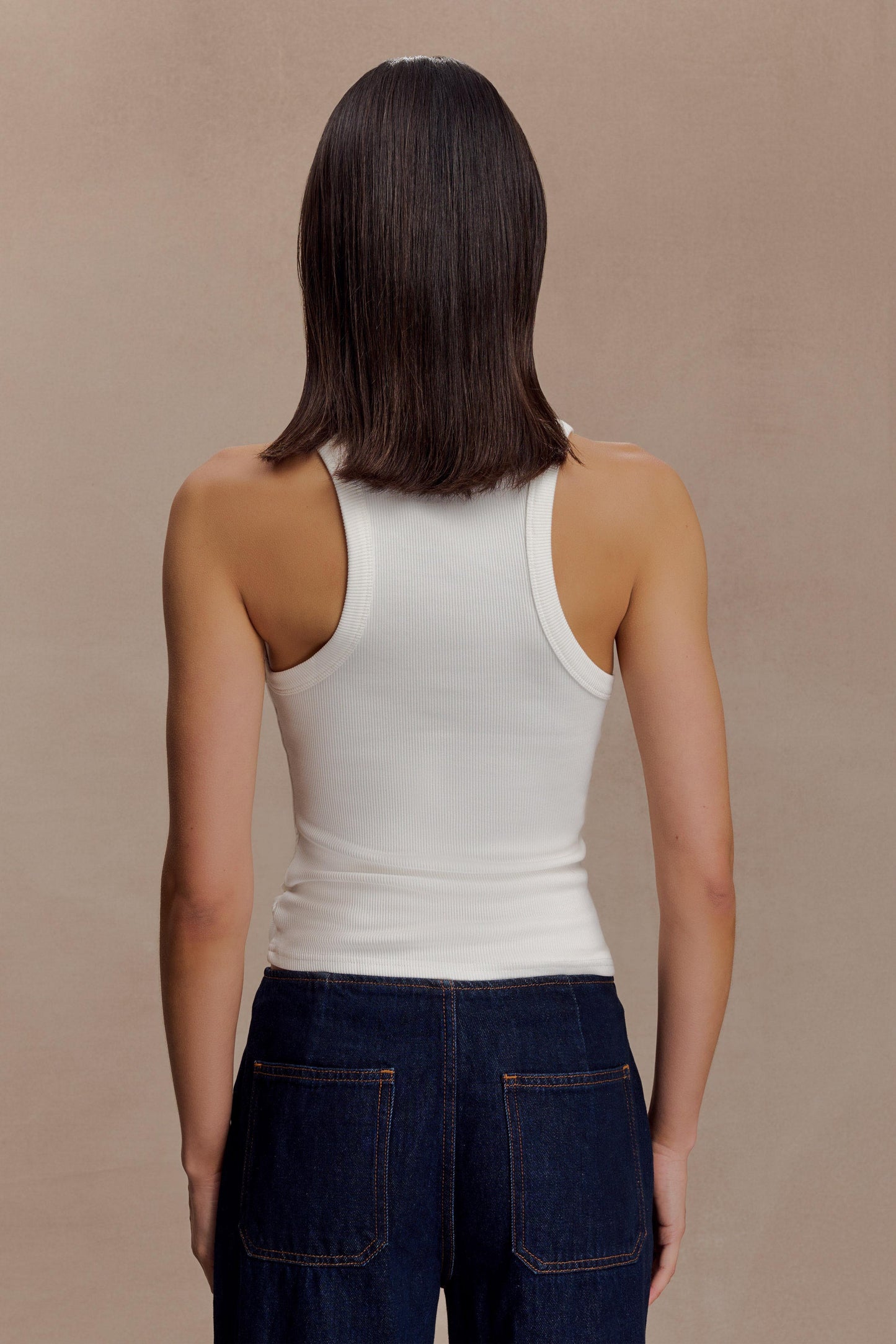 Haut sans manches à côtes Lola avec accessoires - Blanc