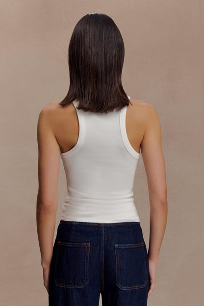 Haut sans manches à côtes Lola avec accessoires - Blanc