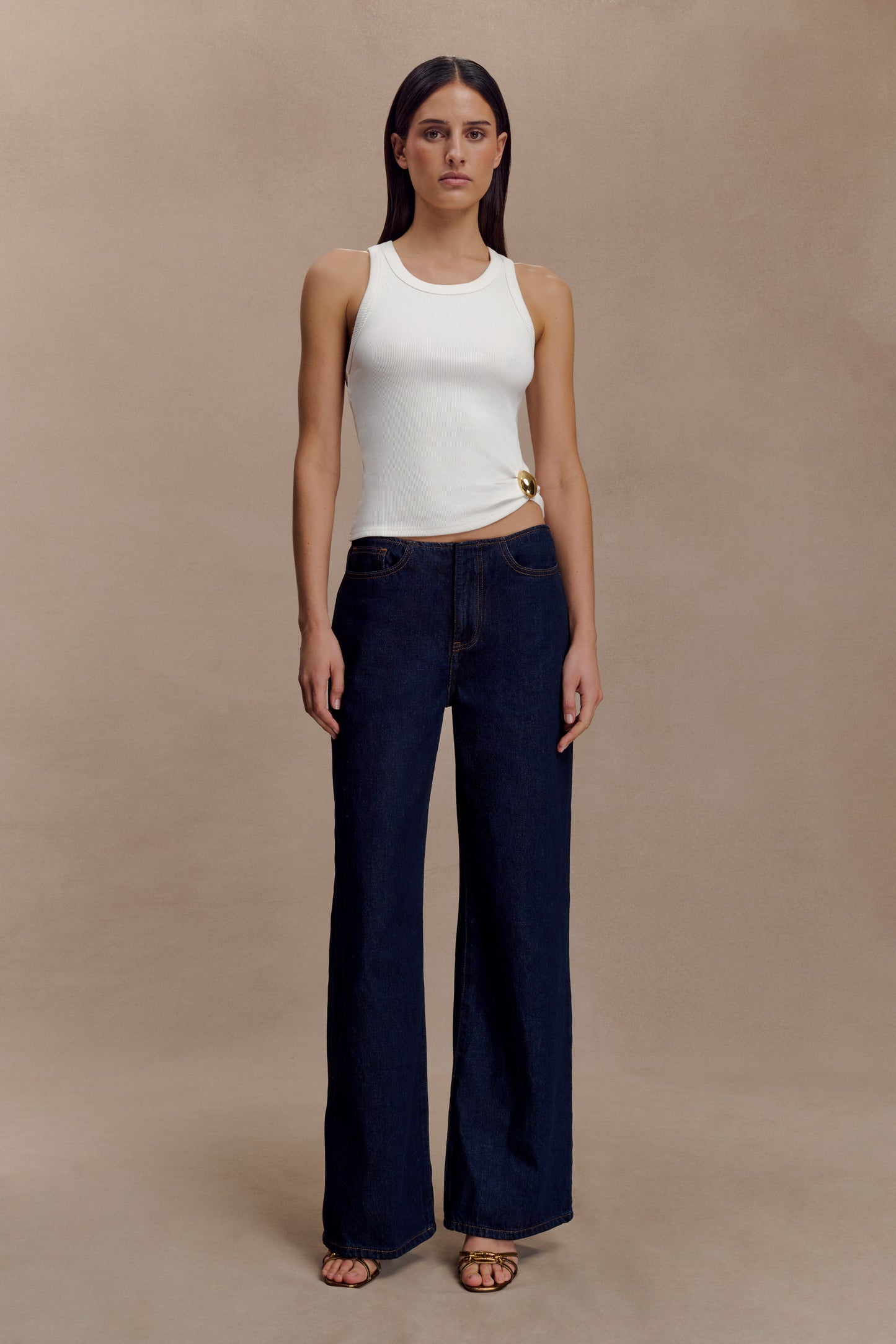 Haut sans manches à côtes Lola avec accessoires - Blanc