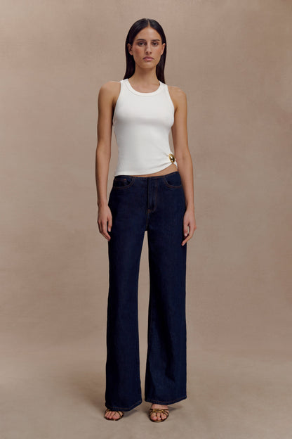 Haut sans manches à côtes Lola avec accessoires - Blanc