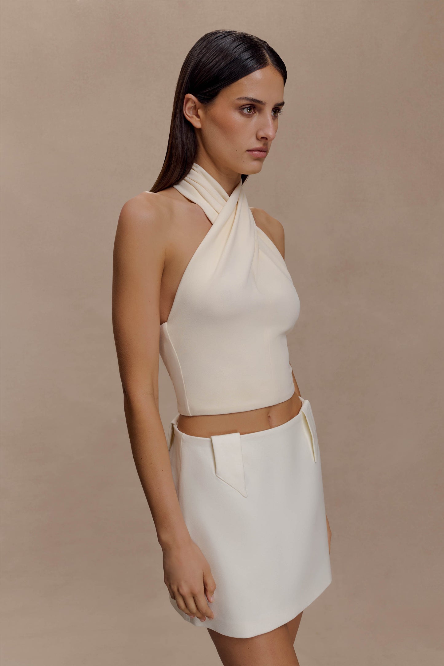 Marion, haut croisé - couleur crème.