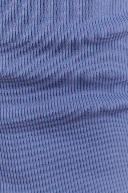 Haut sans manches à col carré et côtelé Aisling - Bleu bleuet