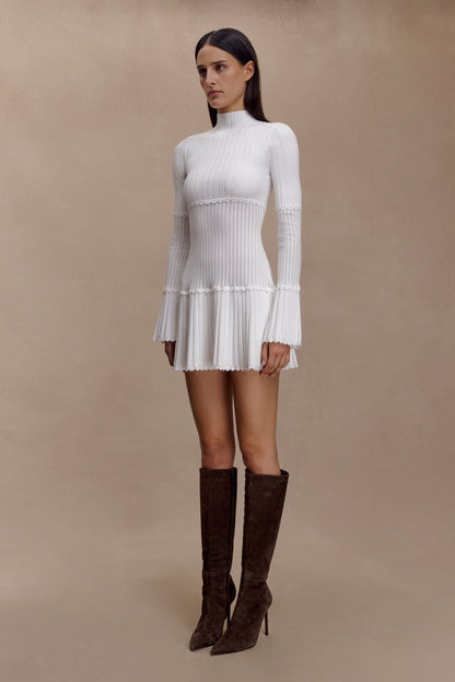 Robe mini en jersey côtelé Adena - Ivoire