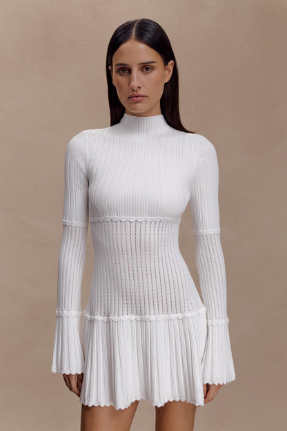 Robe mini en jersey côtelé Adena - Ivoire