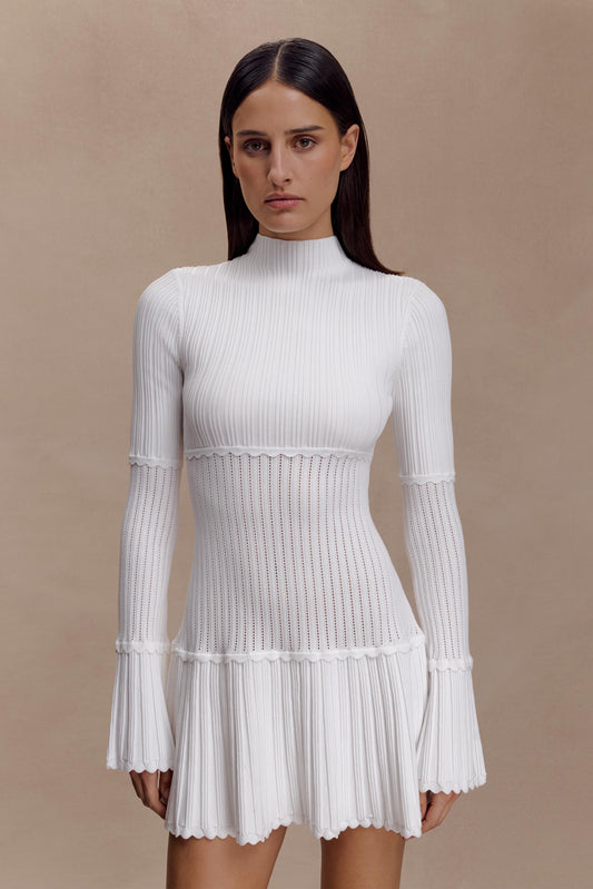Robe mini en jersey côtelé Adena - Ivoire