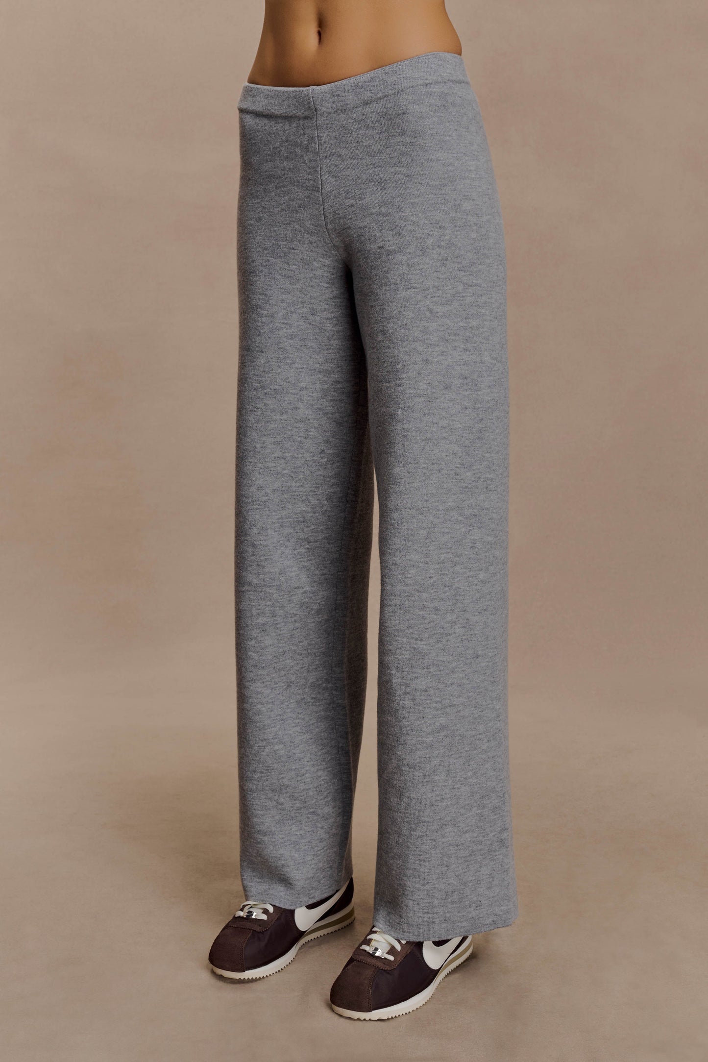 Pantalons en tricot à jambes droites Kerrymae - Gris chiné