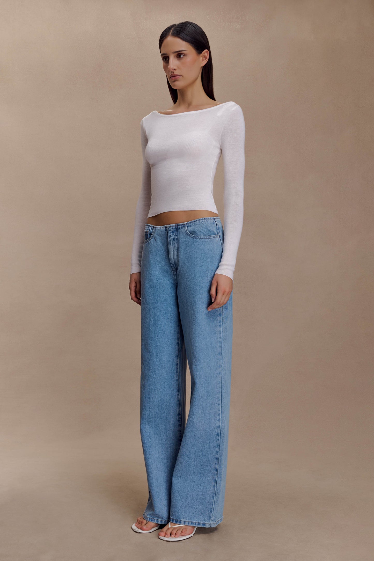 Paedyn Haut à manches longues en laine mérinos côtelée - Ivoire