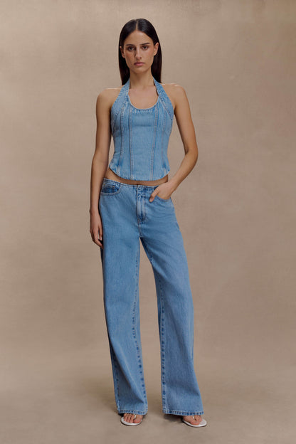 Jeans en jean taille mi-hauteur Caitlin - Bleu classique