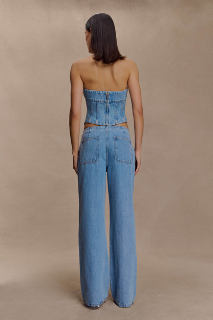 Jeans en jean taille mi-hauteur Caitlin - Bleu classique