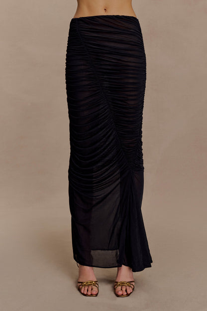 Jupe Maxi en Maille Plissée Matilda - Noire