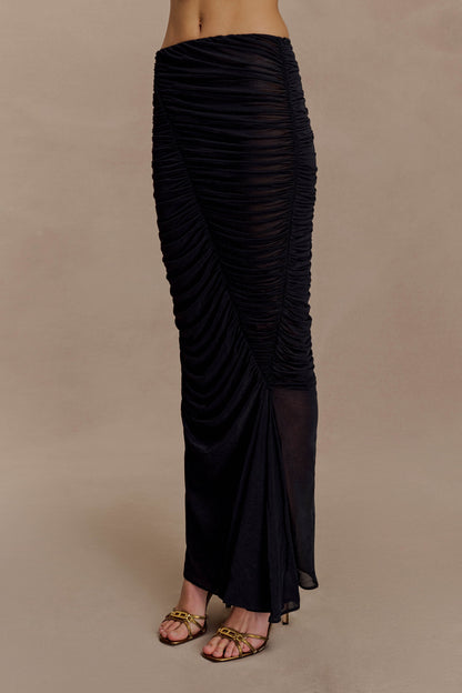 Jupe Maxi en Maille Plissée Matilda - Noire