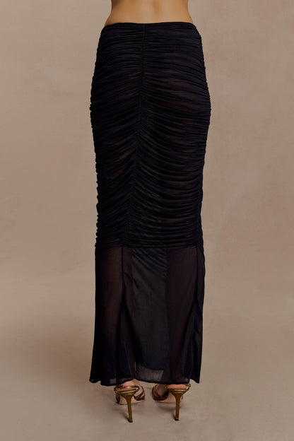 Jupe Maxi en Maille Plissée Matilda - Noire