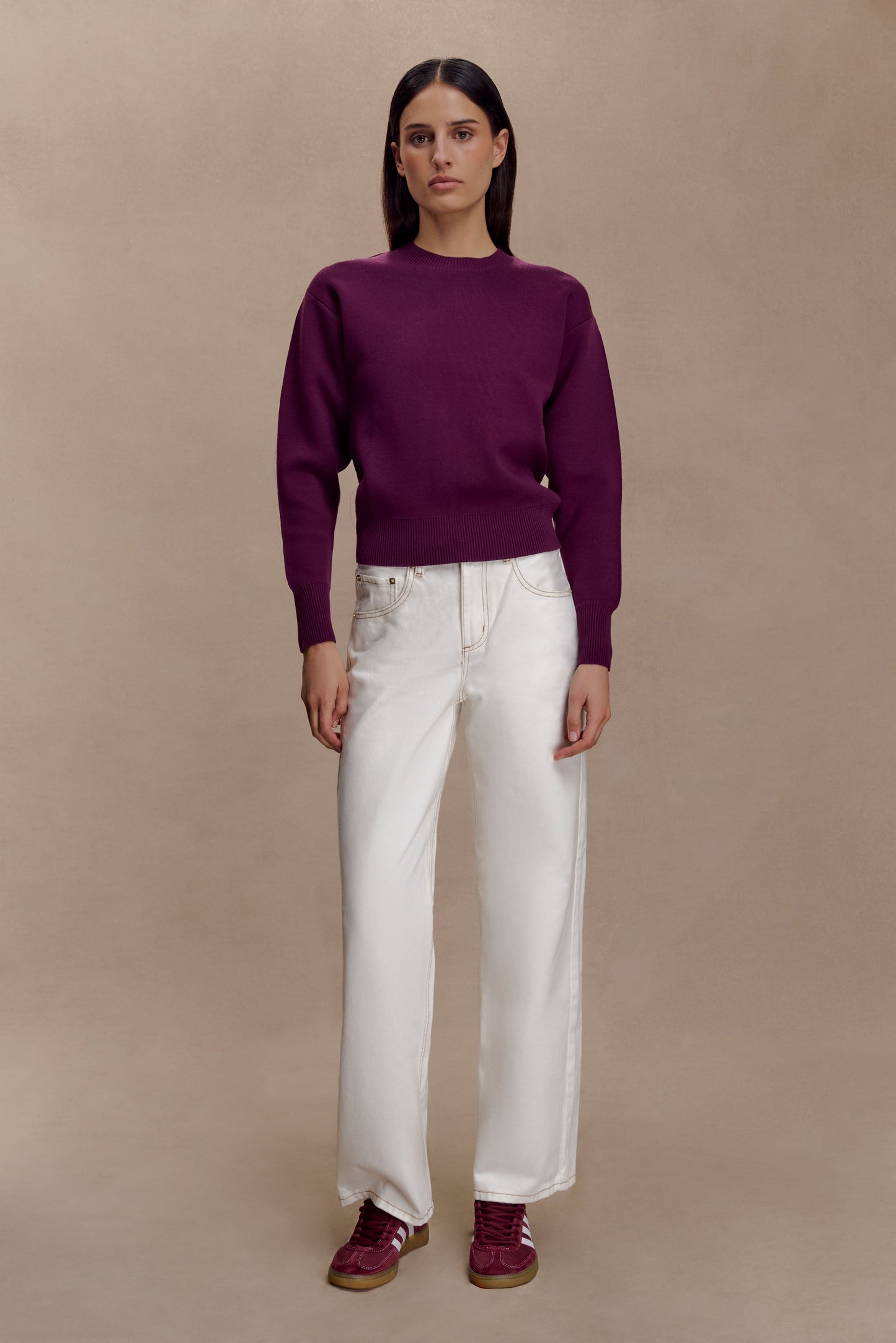 Pull en tricot confortable Braxton - Prune