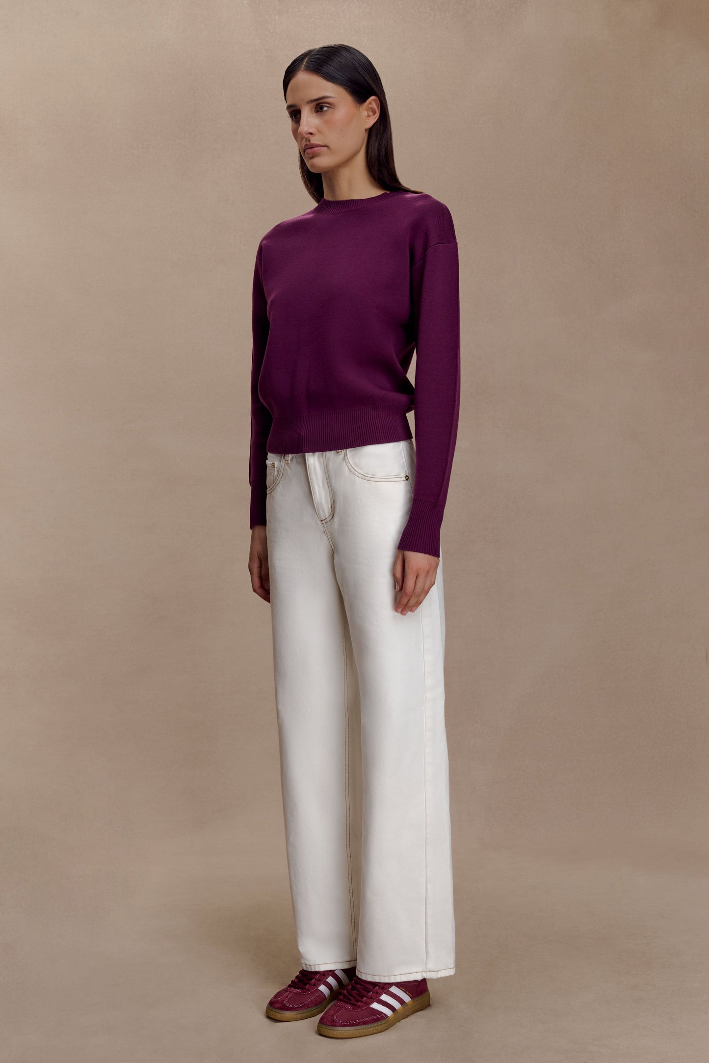 Pull en tricot confortable Braxton - Prune
