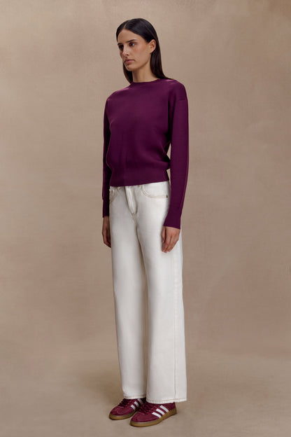Pull en tricot confortable Braxton - Prune