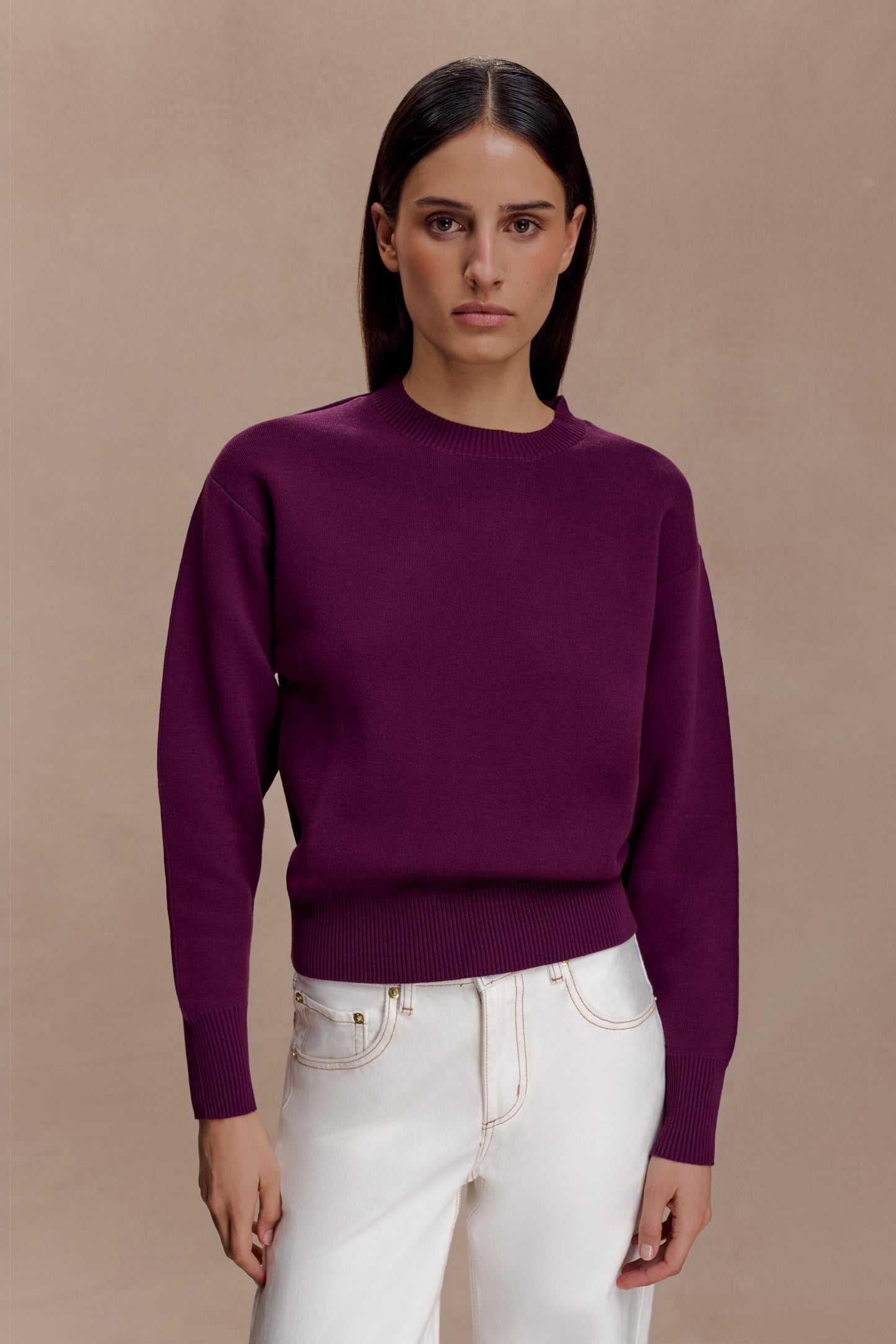 Pull en tricot confortable Braxton - Prune