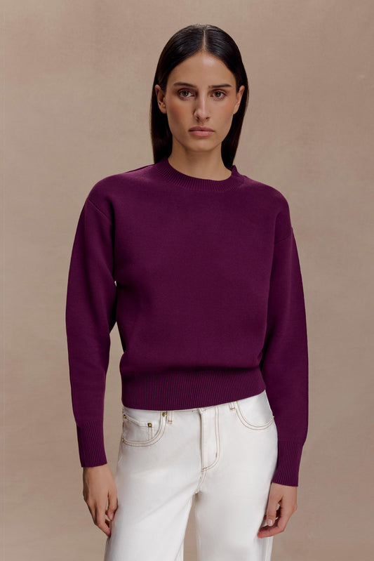 Pull en tricot confortable Braxton - Prune