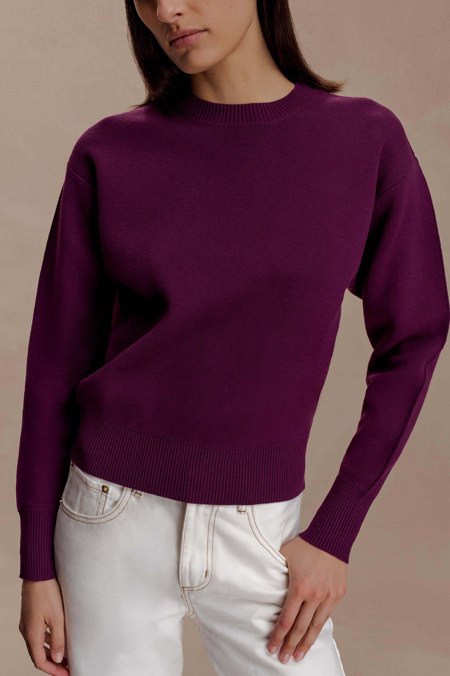 Pull en tricot confortable Braxton - Prune