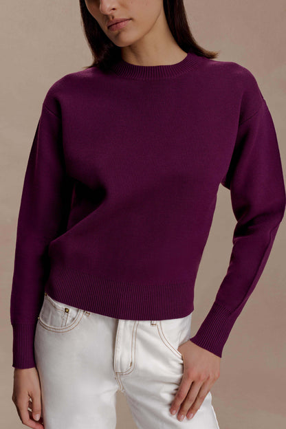 Pull en tricot confortable Braxton - Prune
