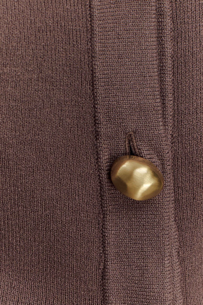Cardigan en tricot boutonné Amanda - Brun cacao