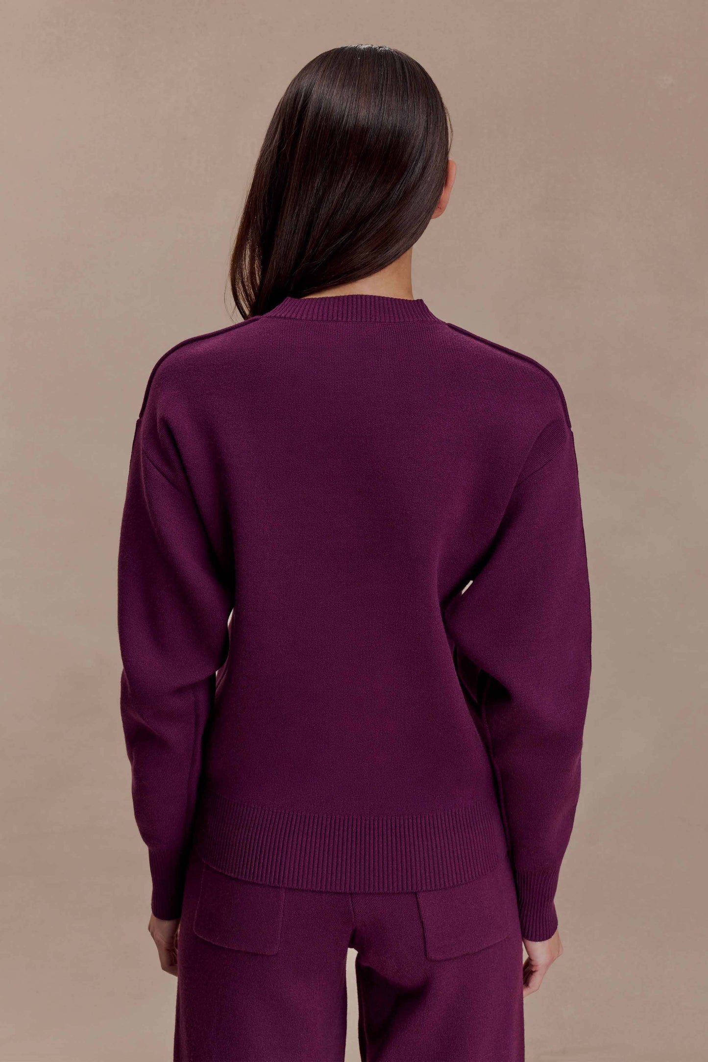 Pull en tricot confortable Braxton - Prune