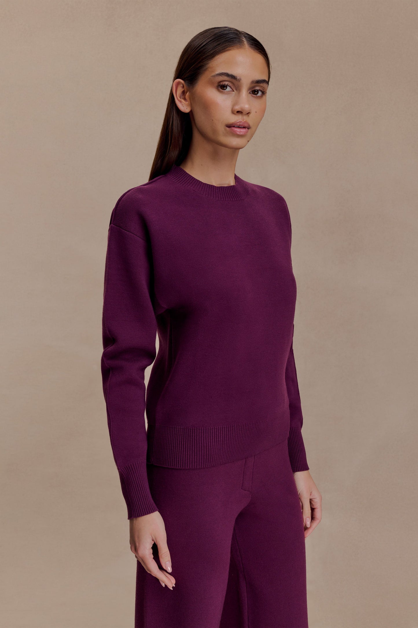 Pull en tricot confortable Braxton - Prune