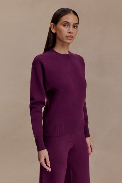 Pull en tricot confortable Braxton - Prune