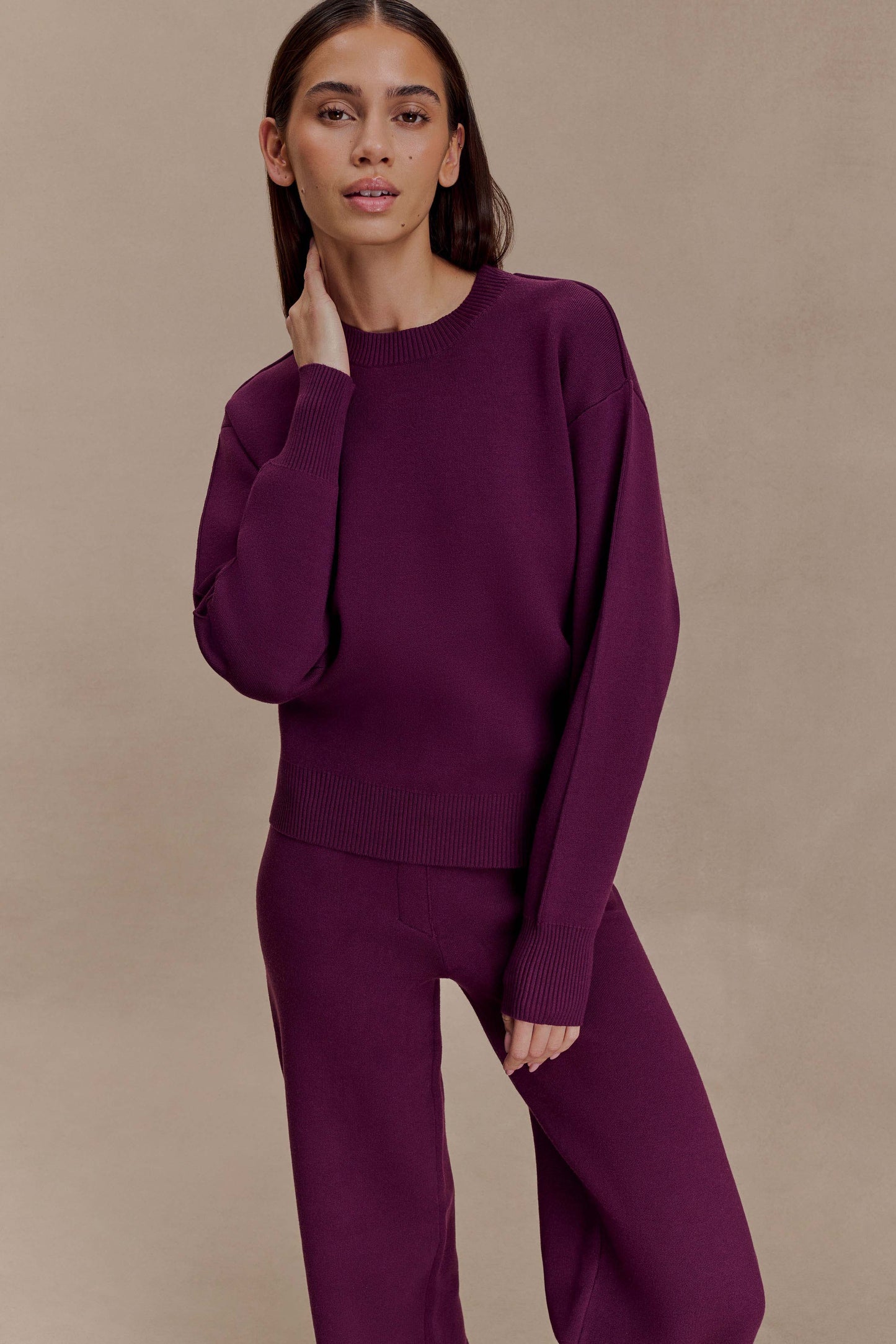 Pull en tricot confortable Braxton - Prune